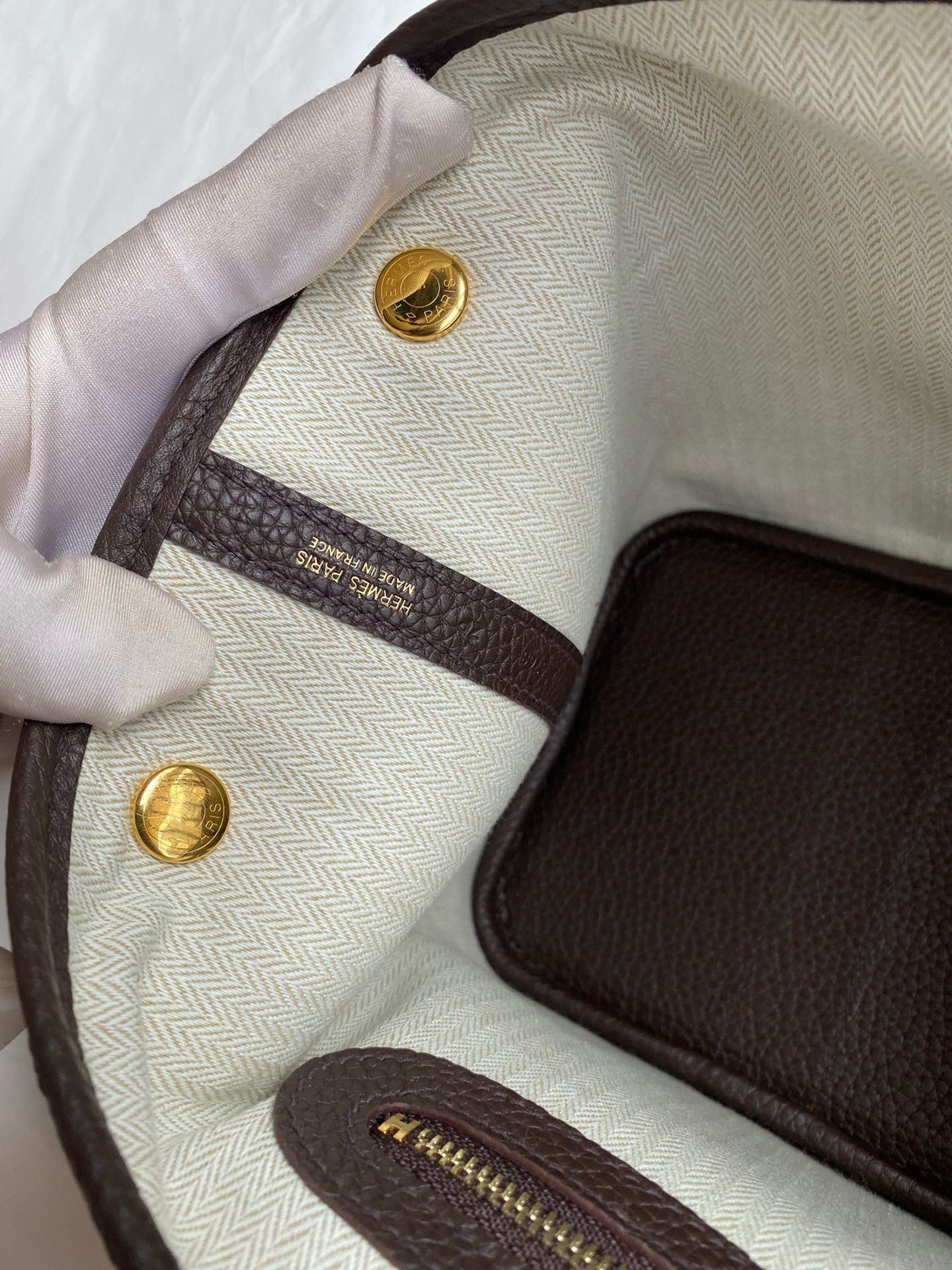 Hermes Garden Party 30 Handmade Bag in Ebene Clemence Leather - Image 10