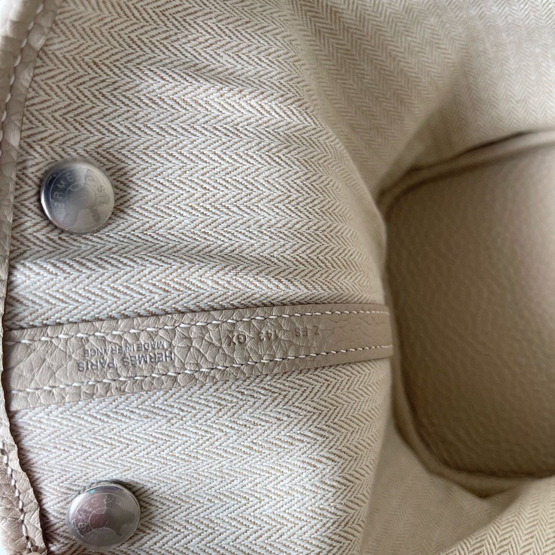 Hermes Garden Party 30 Handmade Bag in Beton Negonda Leather - Image 10