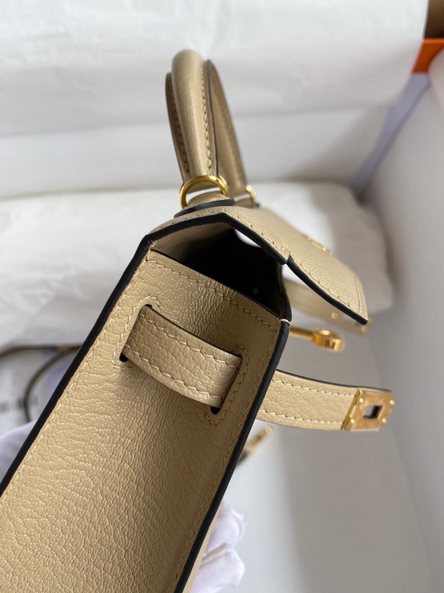 Hermes Kelly Mini II Sellier Handmade Bag In Trench Chevre Mysore Leather - Image 7