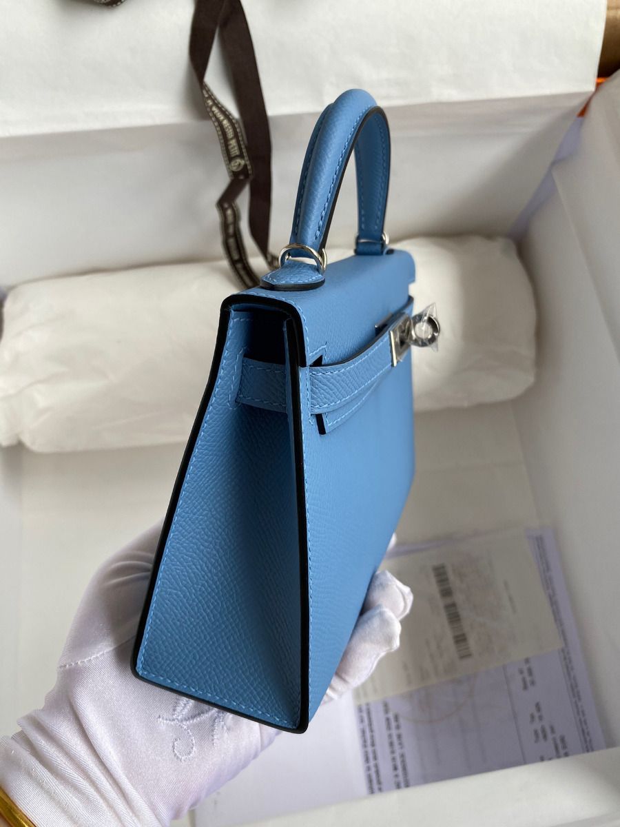 Hermes Kelly Mini II Sellier Handmade Bag In Blue Paradise Epsom Calfskin - Image 4