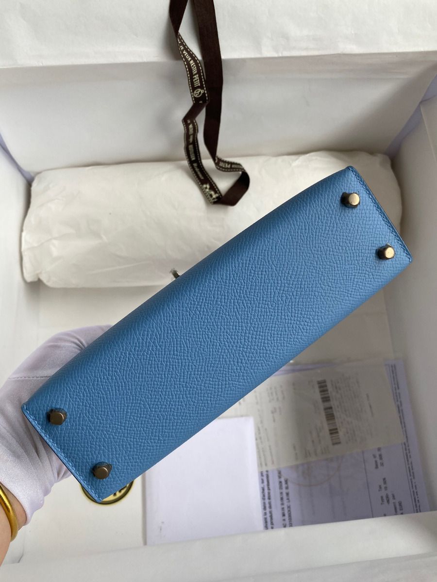 Hermes Kelly Mini II Sellier Handmade Bag In Blue Paradise Epsom Calfskin - Image 5