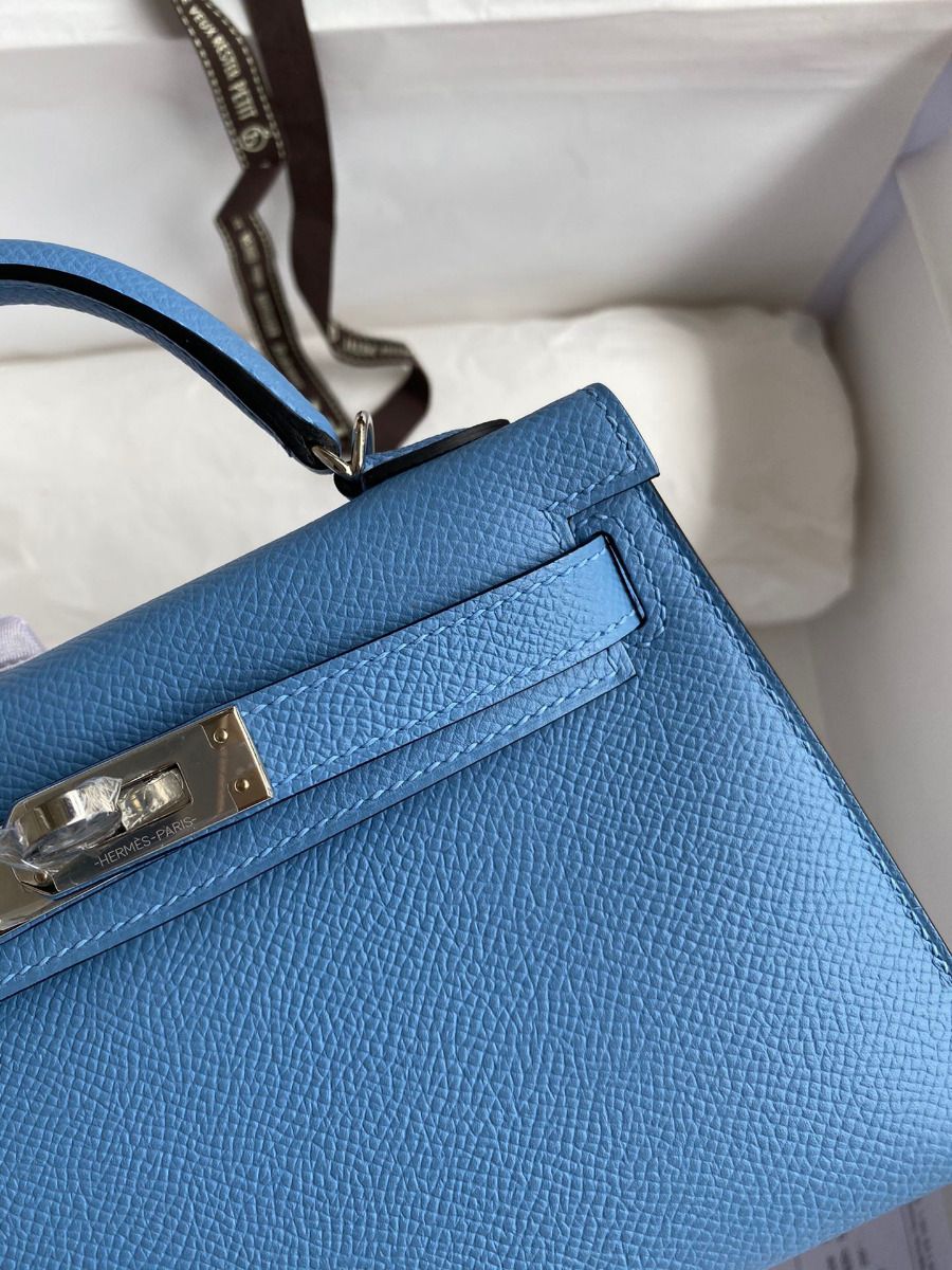 Hermes Kelly Mini II Sellier Handmade Bag In Blue Paradise Epsom Calfskin - Image 6
