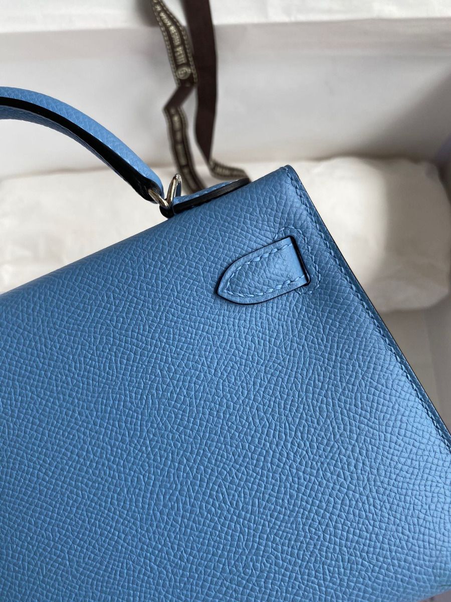 Hermes Kelly Mini II Sellier Handmade Bag In Blue Paradise Epsom Calfskin - Image 7
