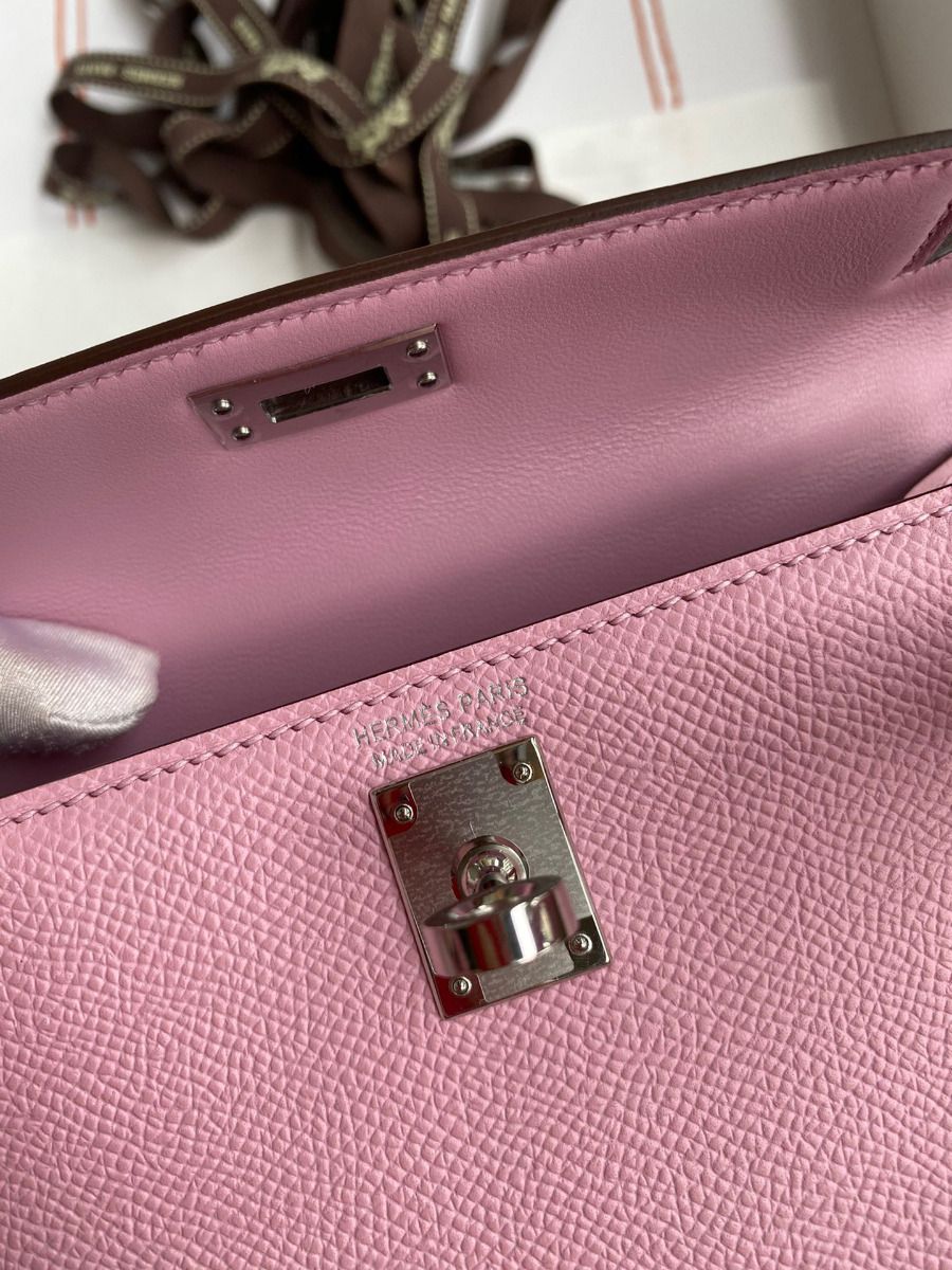 Hermes Kelly Mini II Sellier Handmade Bag In Mauve Sylvestre Epsom Calfskin - Image 9