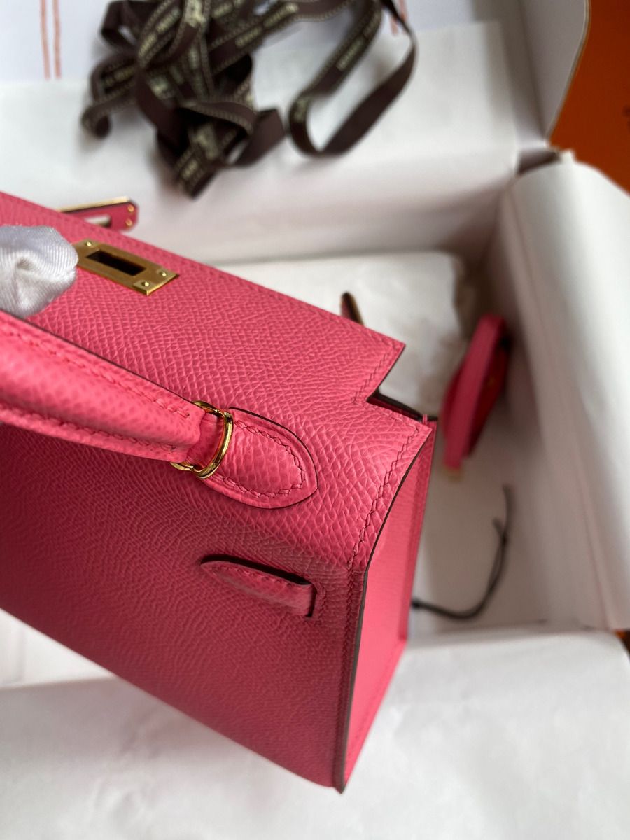 Hermes Kelly Mini II Sellier Handmade Bag In Rose Azalee Epsom Calfskin - Image 8
