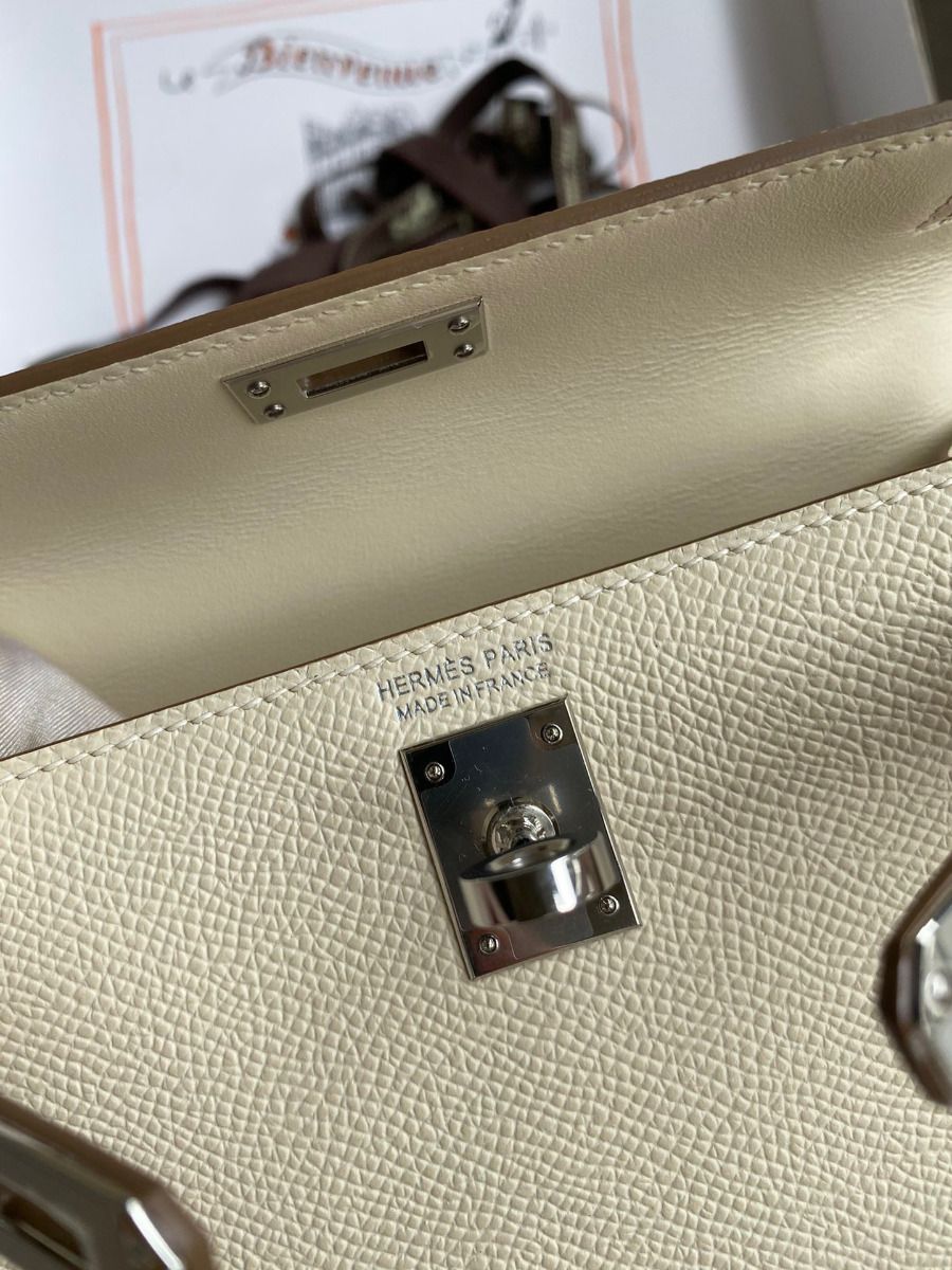 Hermes HSS Kelly Mini II Sellier Tri-color Bag In Craie/Pink/Gold Epsom Calfskin - Image 9