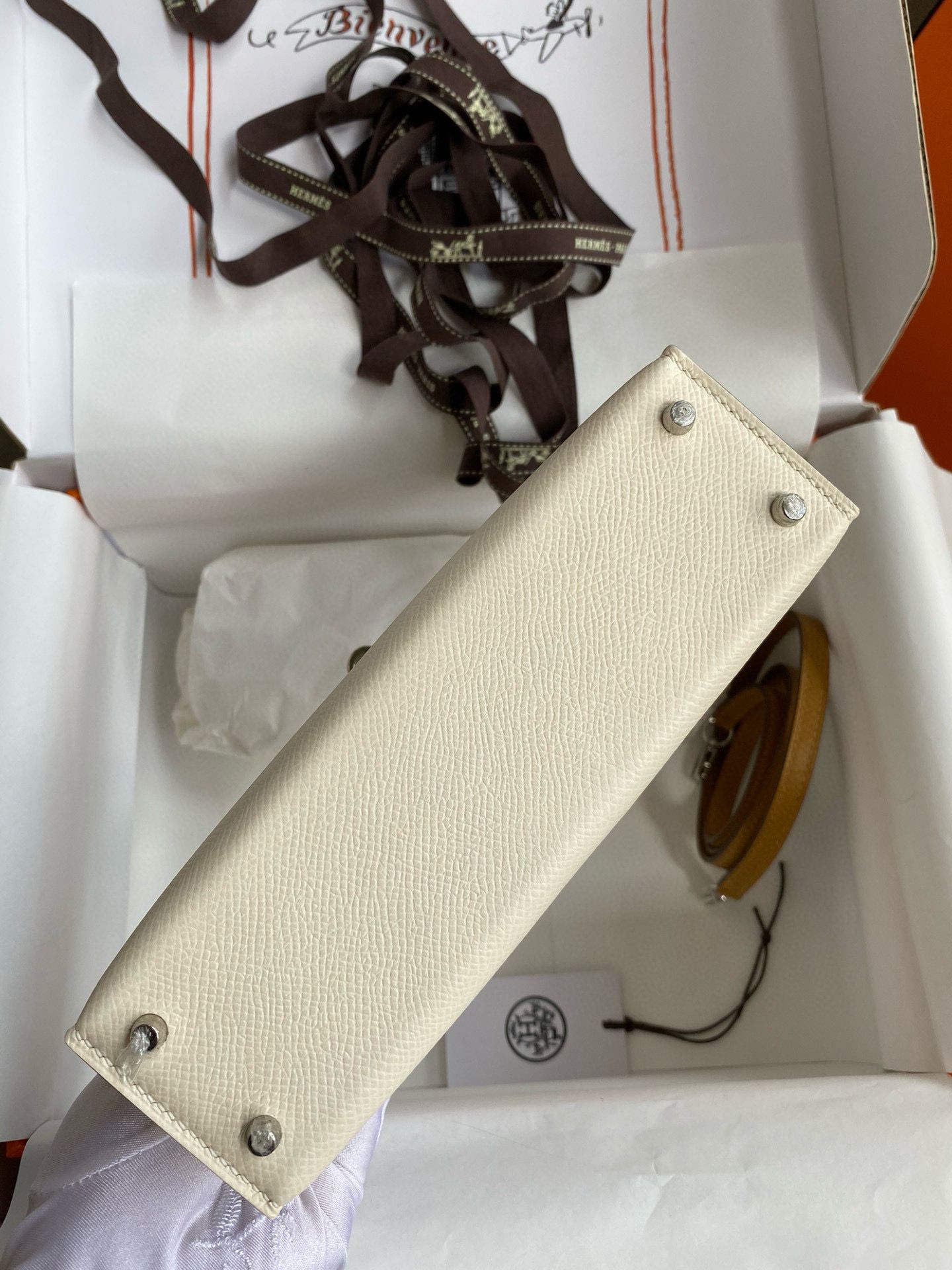 Hermes HSS Kelly Mini II Sellier Tri-color Bag in Nata/Craie/Black Epsom Calfskin - Image 4