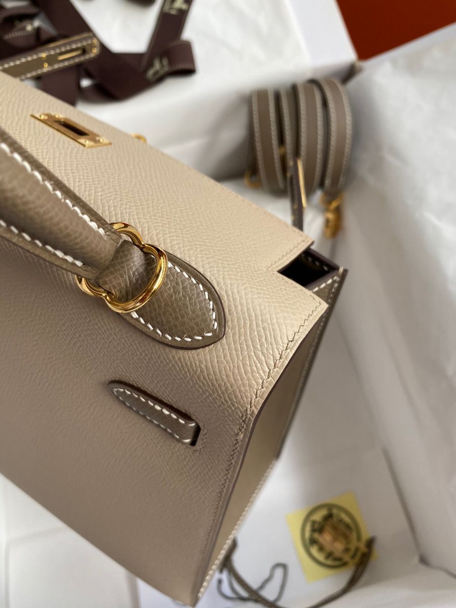 Hermes Kelly Sellier 25 Bicolor Bag in Trench and Taupe Epsom Calfskin - Image 7