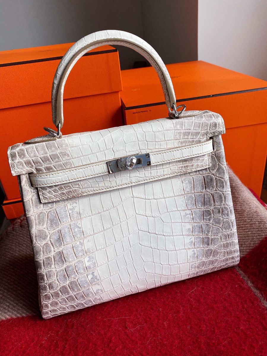 Hermes Kelly Retourne 25 Handmade Bag In Himalaya Crocodile Niloticus Skin - Image 3