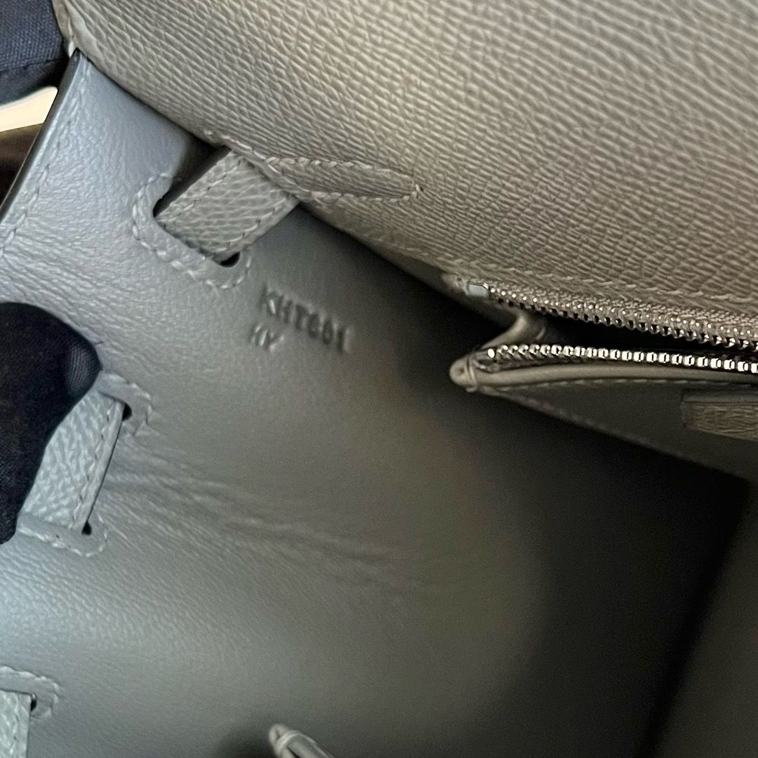 Hermes Kelly Sellier 25 Handmade Bag in Gris Meyer Epsom Calfskin - Image 5