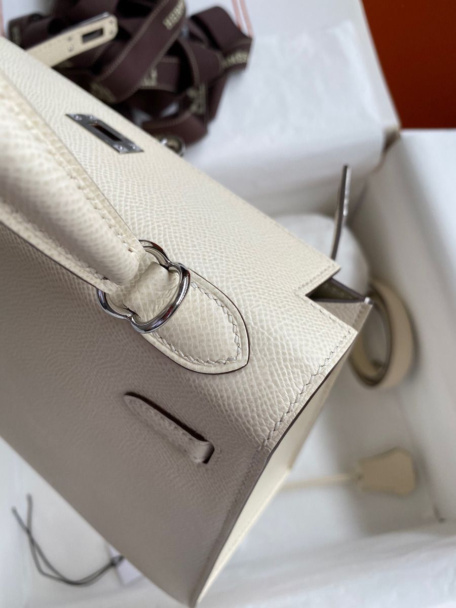 Hermes Kelly Sellier 25 Handmade Bag In Nata Epsom Calfskin - Image 7
