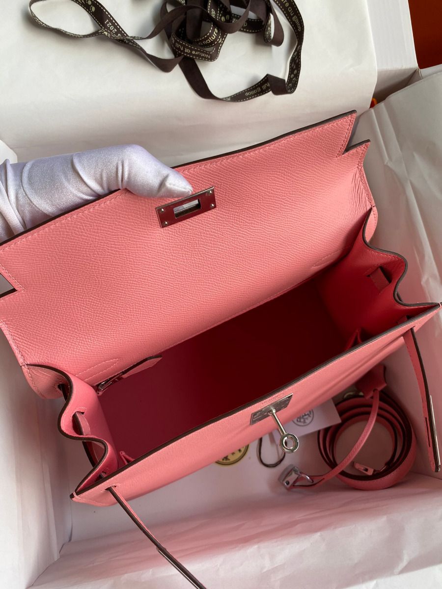 Hermes Kelly Sellier 28 Handmade Bag In Rose Confetti Epsom Calfskin - Image 8