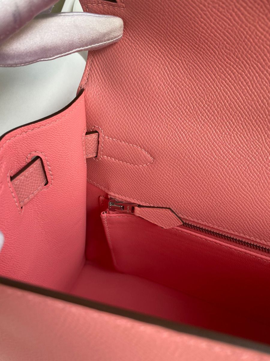 Hermes Kelly Sellier 28 Handmade Bag In Rose Confetti Epsom Calfskin - Image 9