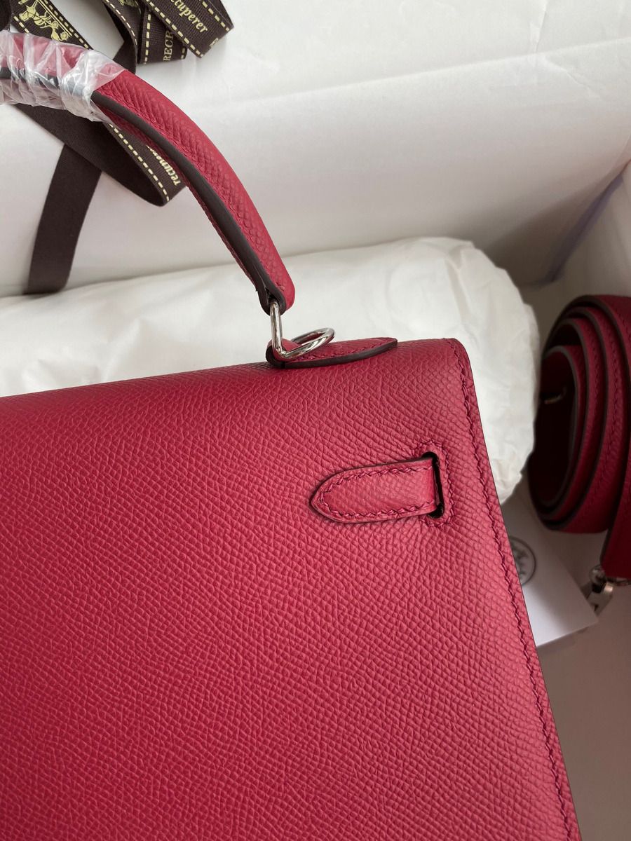 Hermes Kelly Sellier 28 Handmade Bag In Ruby Epsom Calfskin - Image 5