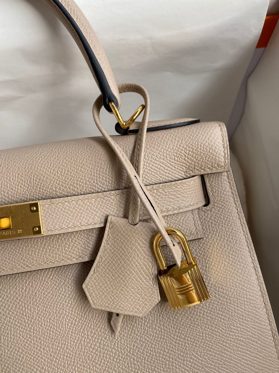 Hermes Kelly Sellier 28 Handmade Bag In Trench Epsom Calfskin - Image 4