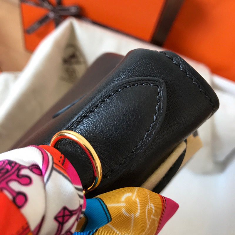 Hermes Kelly Retourne 28 Handmade Bag In Black Swift Calfskin - Image 9