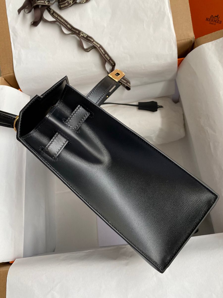 Hermes Kelly Sellier 32 Handmade Bag In Black Box Calfskin - Image 10