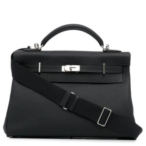 Hermes Kelly 42 Maxi Handmade Bag in Black Clemence Leather