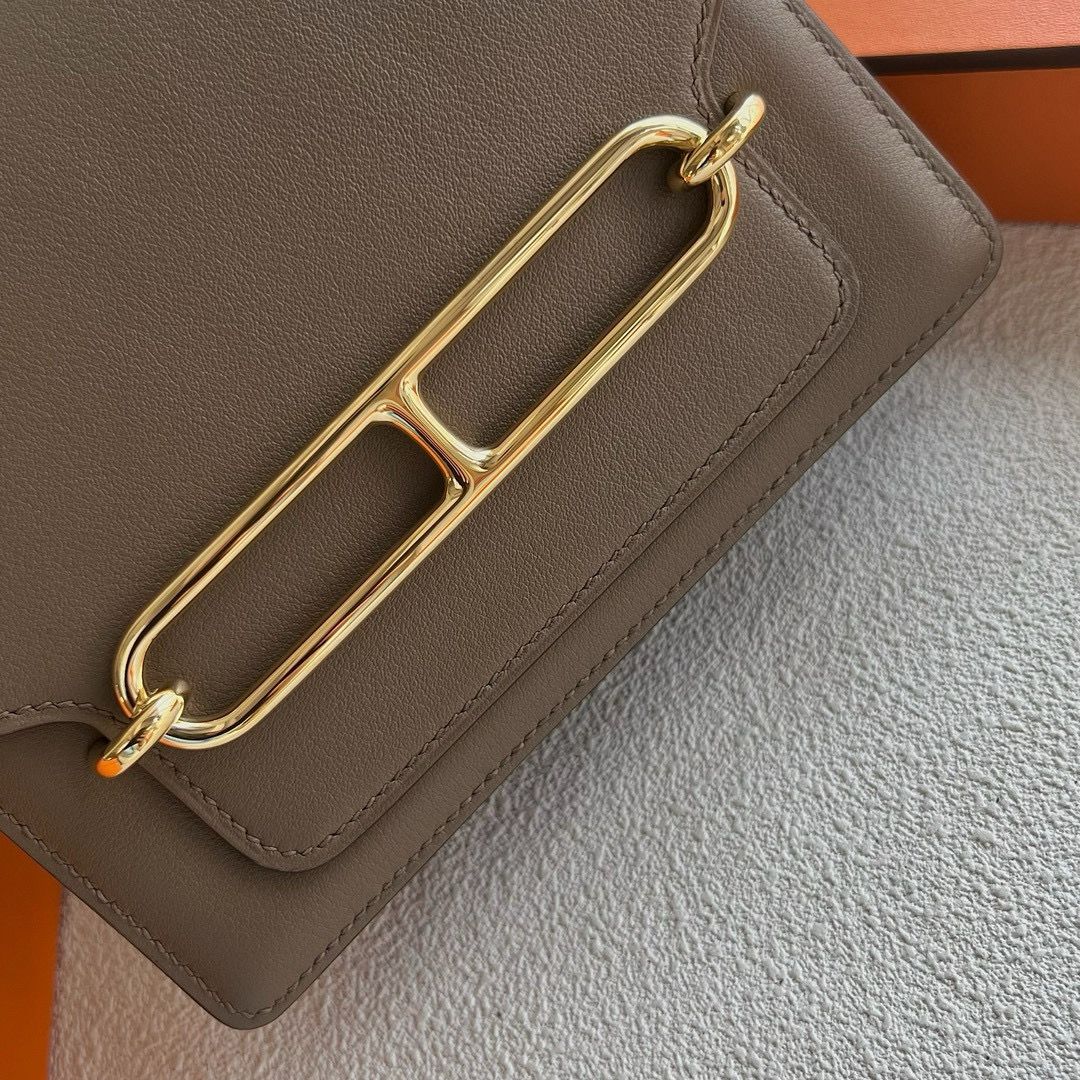 Hermes Roulis Mini 18 Bag in Taupe Swift Calfskin - Image 3