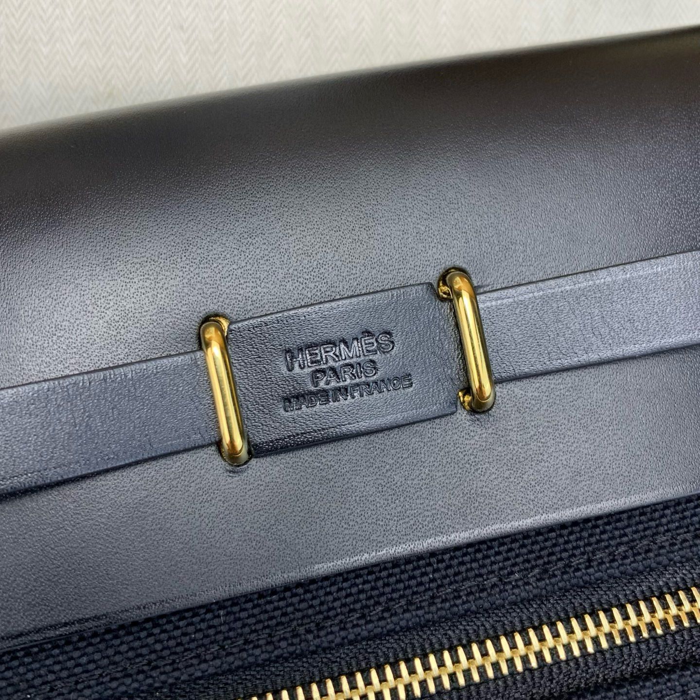 Hermes Herbag Zip 20 Bag in Black Canvas and Black Hunter Calfskin - Image 7