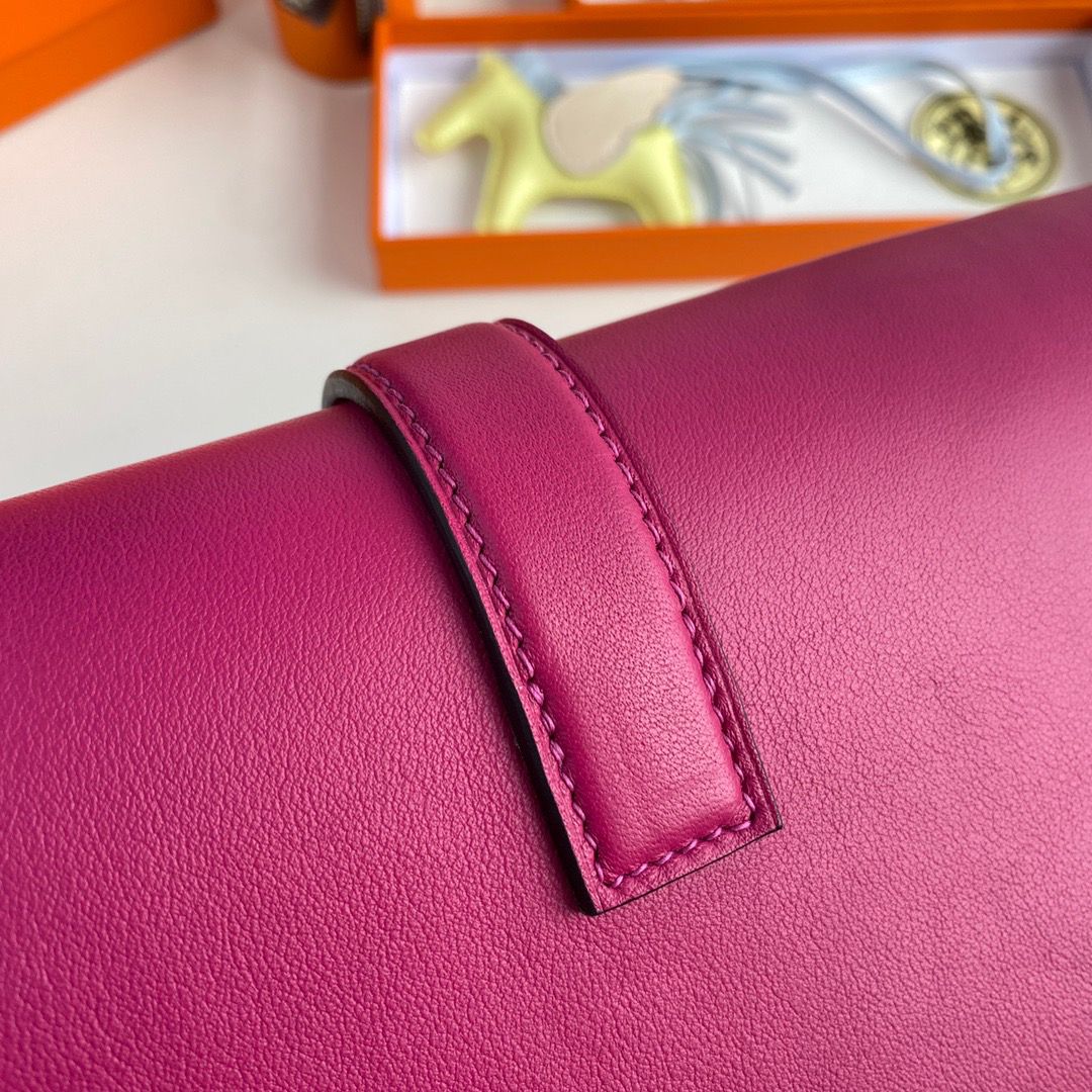Hermes Jige Elan 29 Clutch Bag In Rose Purple Swift Calfskin - Image 4