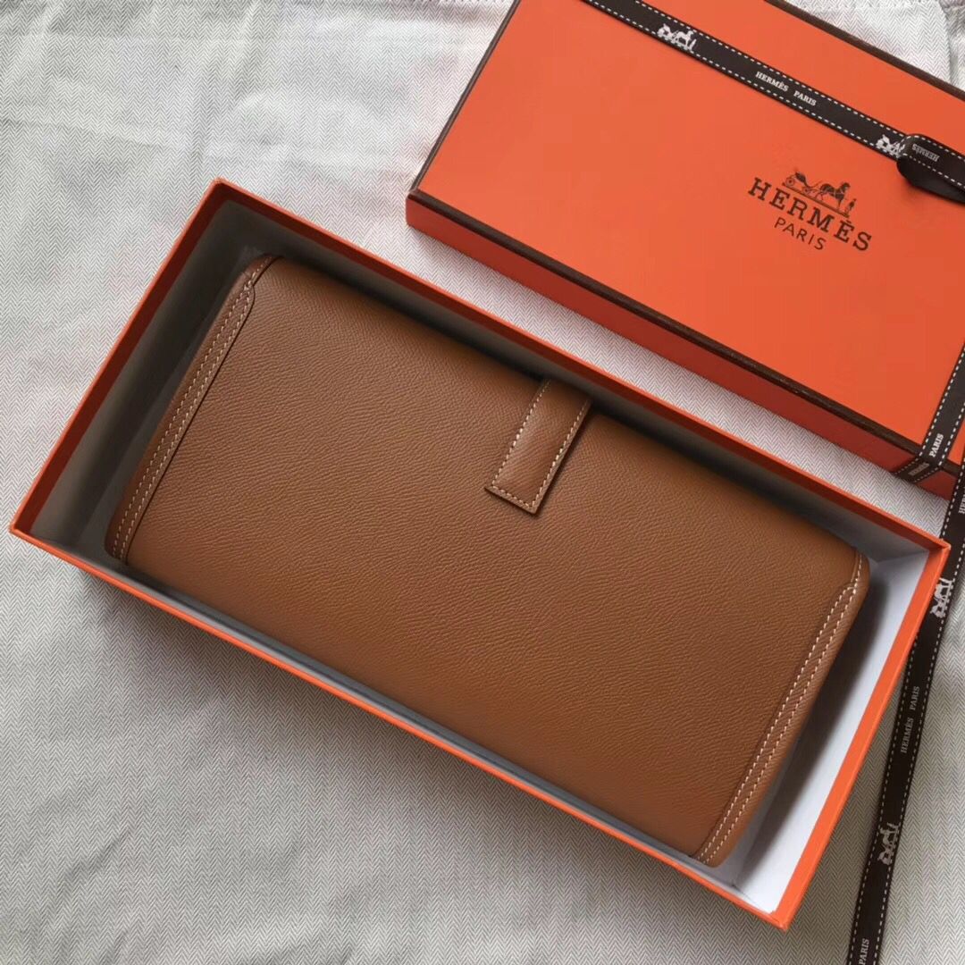 Hermes Jige Elan 29 Clutch In Gold Epsom Leather - Image 3