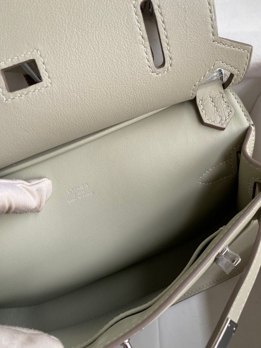 Hermes Jypsiere Mini Handmade Bag In Grey Swift Calfskin - Image 9