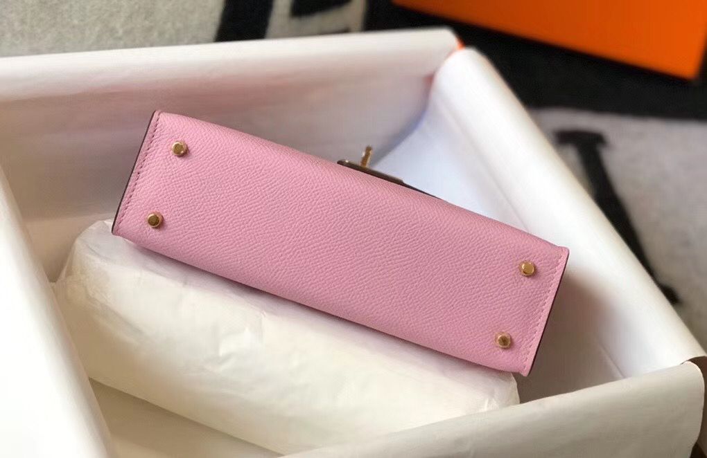 Hermes Kelly Mini II Bag In Mauve Sylvestre Epsom Leather GHW - Image 4