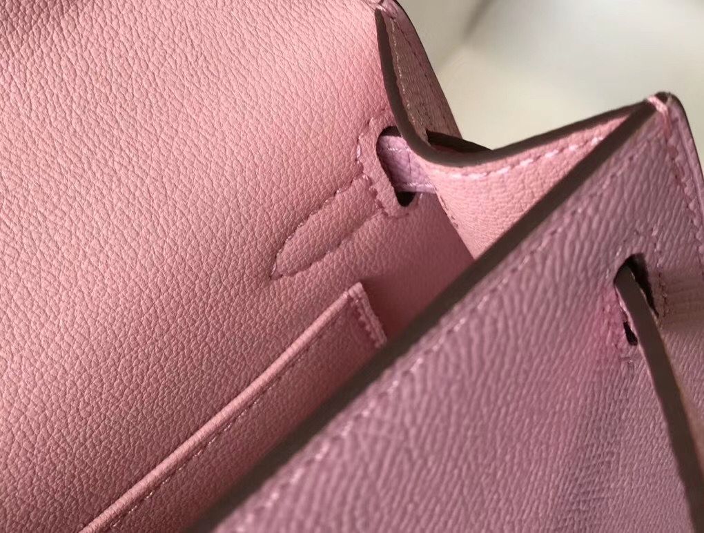 Hermes Kelly Mini II Bag In Mauve Sylvestre Epsom Leather GHW - Image 9