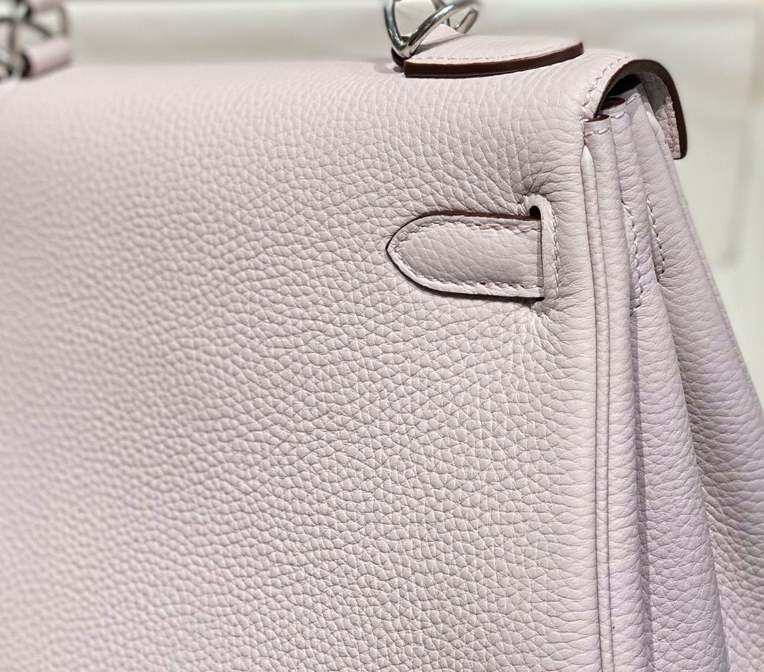 Hermes Kelly 25cm Retourne Bag In Mauve Pale Clemence Leather - Image 8