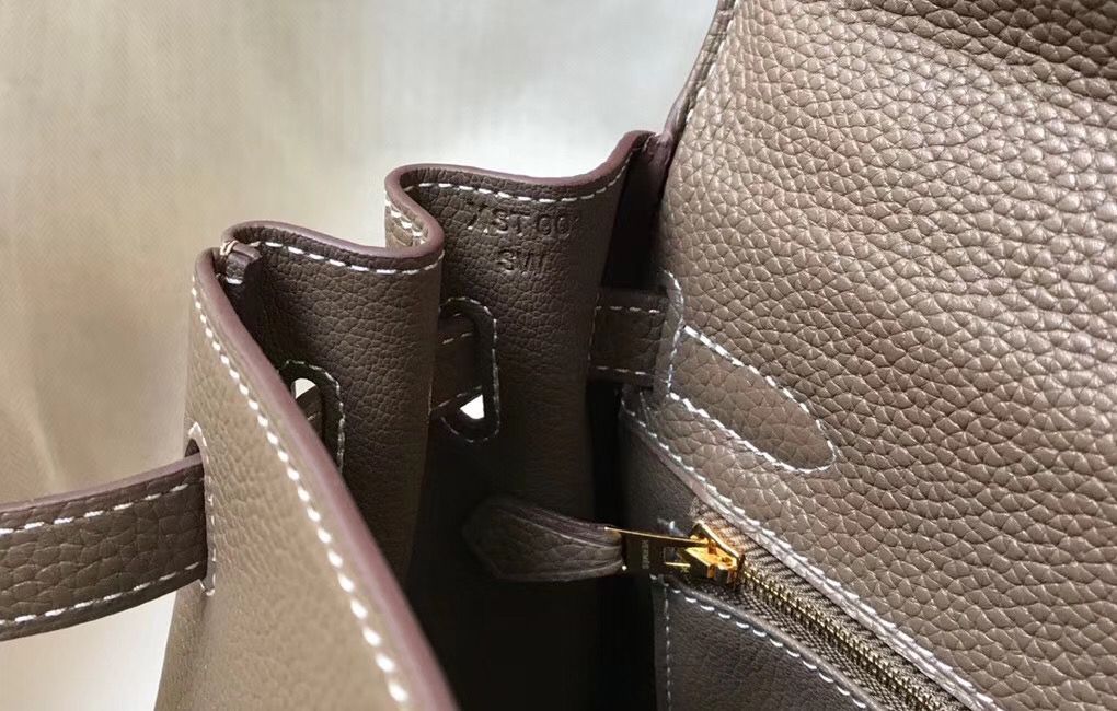 Hermes Kelly 25cm Retourne Bag In Taupe Clemence Leather - Image 8