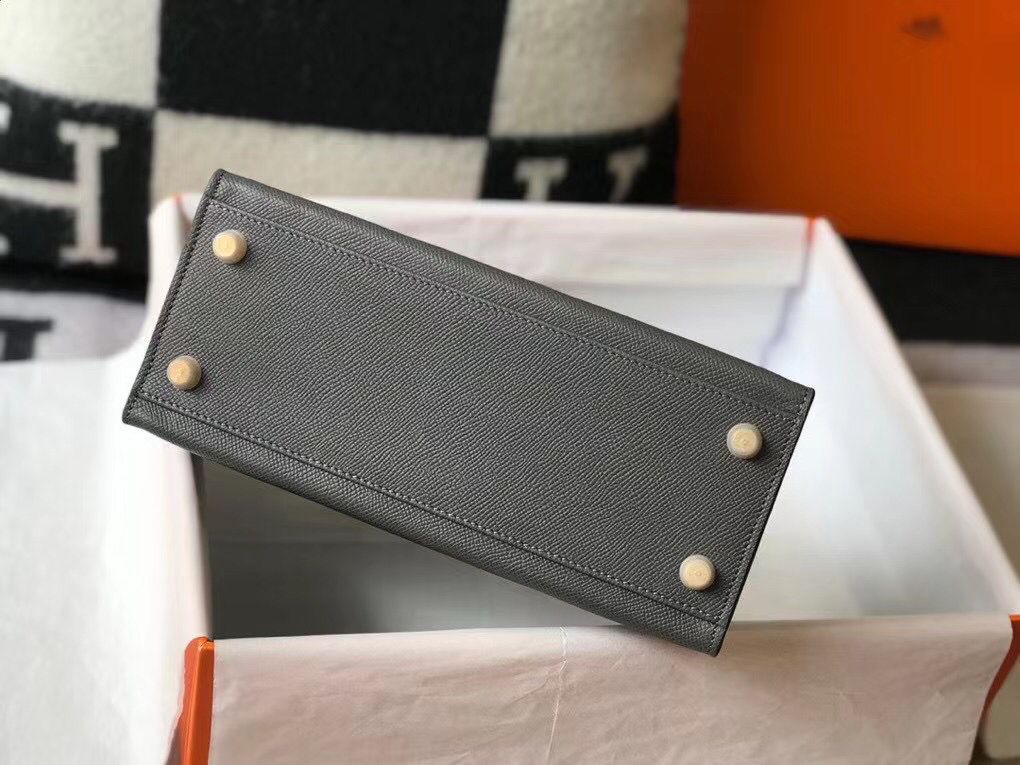 Hermes Kelly 25cm Sellier Bag In Ardoise Epsom Leather - Image 4