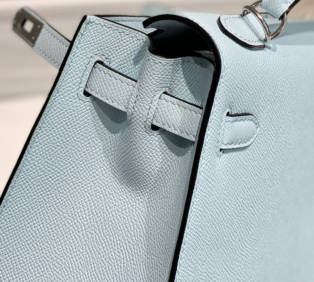 Hermes Kelly 25cm Sellier Bag In Blue Brume Epsom Leather - Image 8