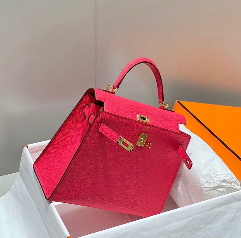 Hermes Kelly 25cm Sellier Bag In Rose Extreme Epsom Leather - Image 5