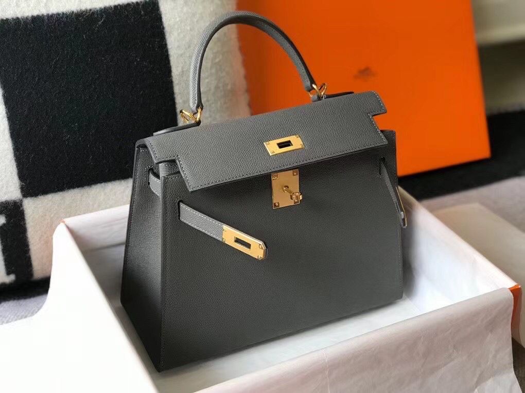 Hermes Kelly 28cm Bag In Ardoise Epsom Leather GHW - Image 4
