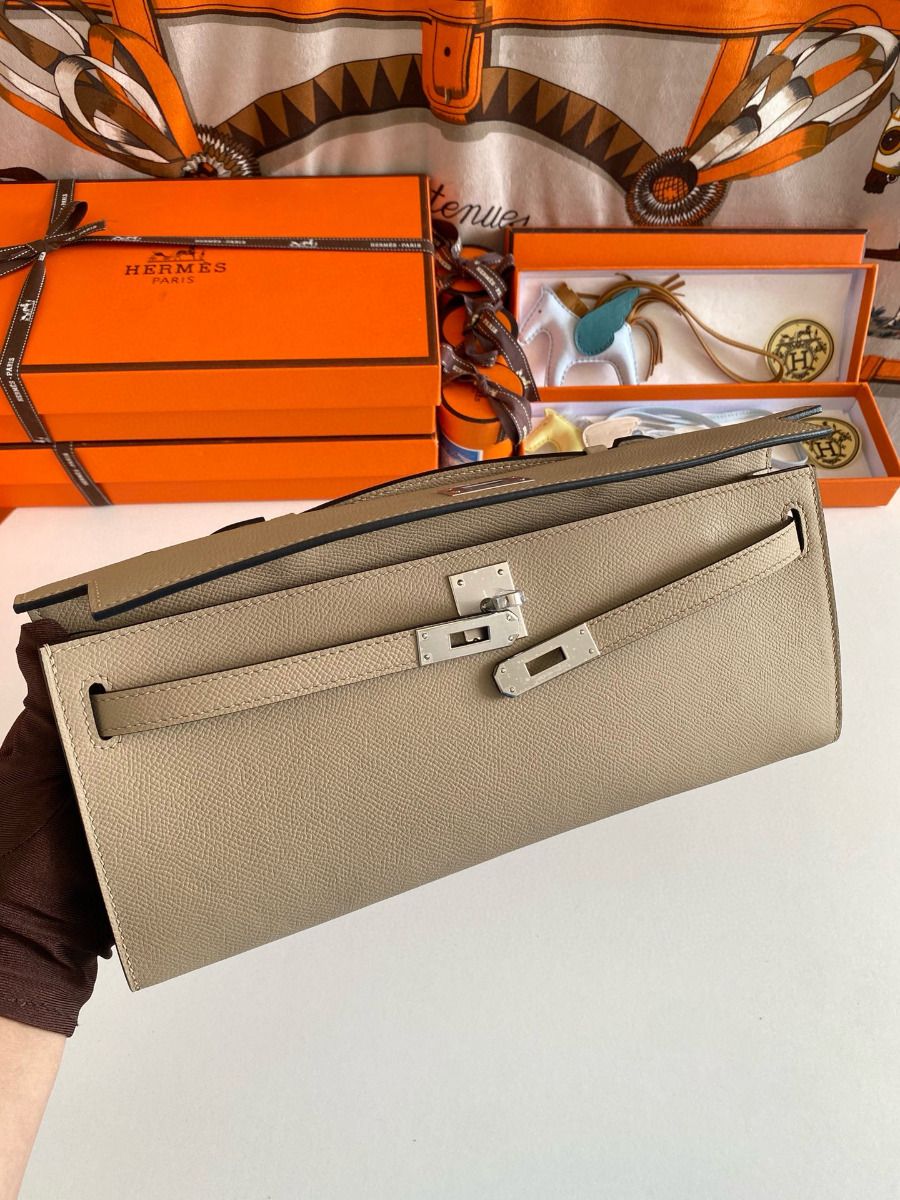 Hermes Kelly Cut Handmade Bag in Tourterelle Epsom Calfskin - Image 7