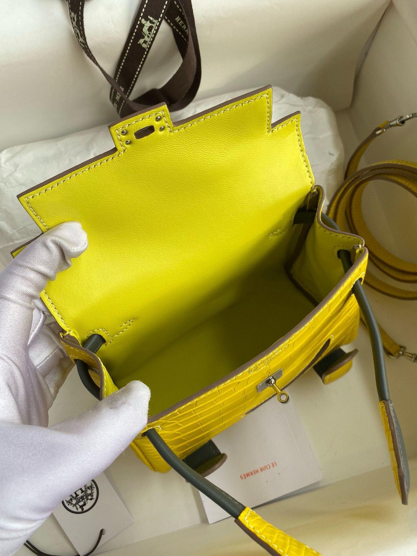 Hermes Kelly Doll Bag in Jaune Ambre Matte Alligator Leather - Image 10