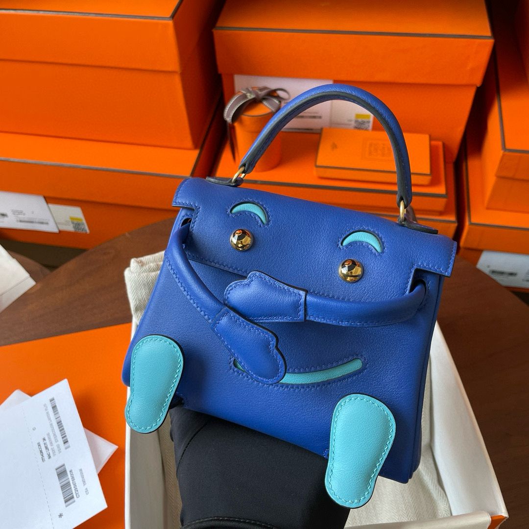 Hermes Kelly Doll Quelle Idole Bag in Blue Swift Calfskin - Image 4