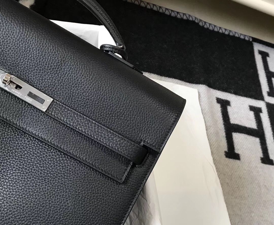Hermes Kelly Depeche 34 Briefcase In Black Calfskin - Image 5