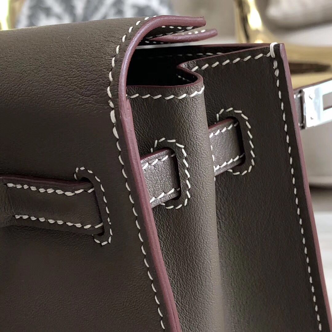 Hermes Kelly Danse Handmade Bag In Taupe Swift Leather - Image 7