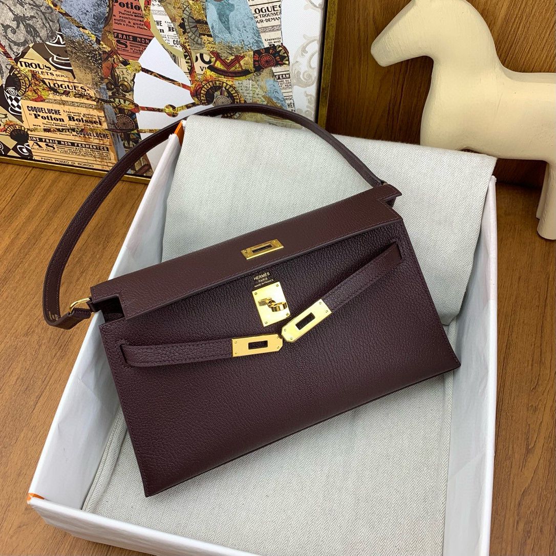 Hermes Kelly Elan Handmade Bag In Rouge Sellier Chevre Mysore Leather - Image 5
