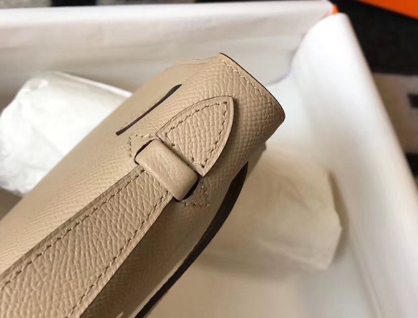 Hermes Kelly Pochette Bag In Gris Tourterelle Epsom Leather - Image 6