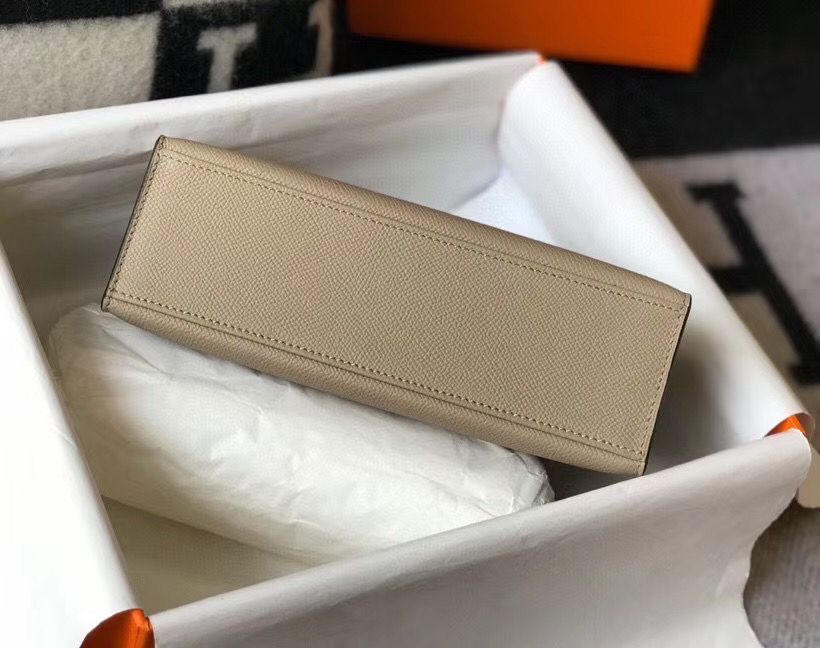 Hermes Kelly Pochette Bag In Gris Tourterelle Epsom Leather - Image 7