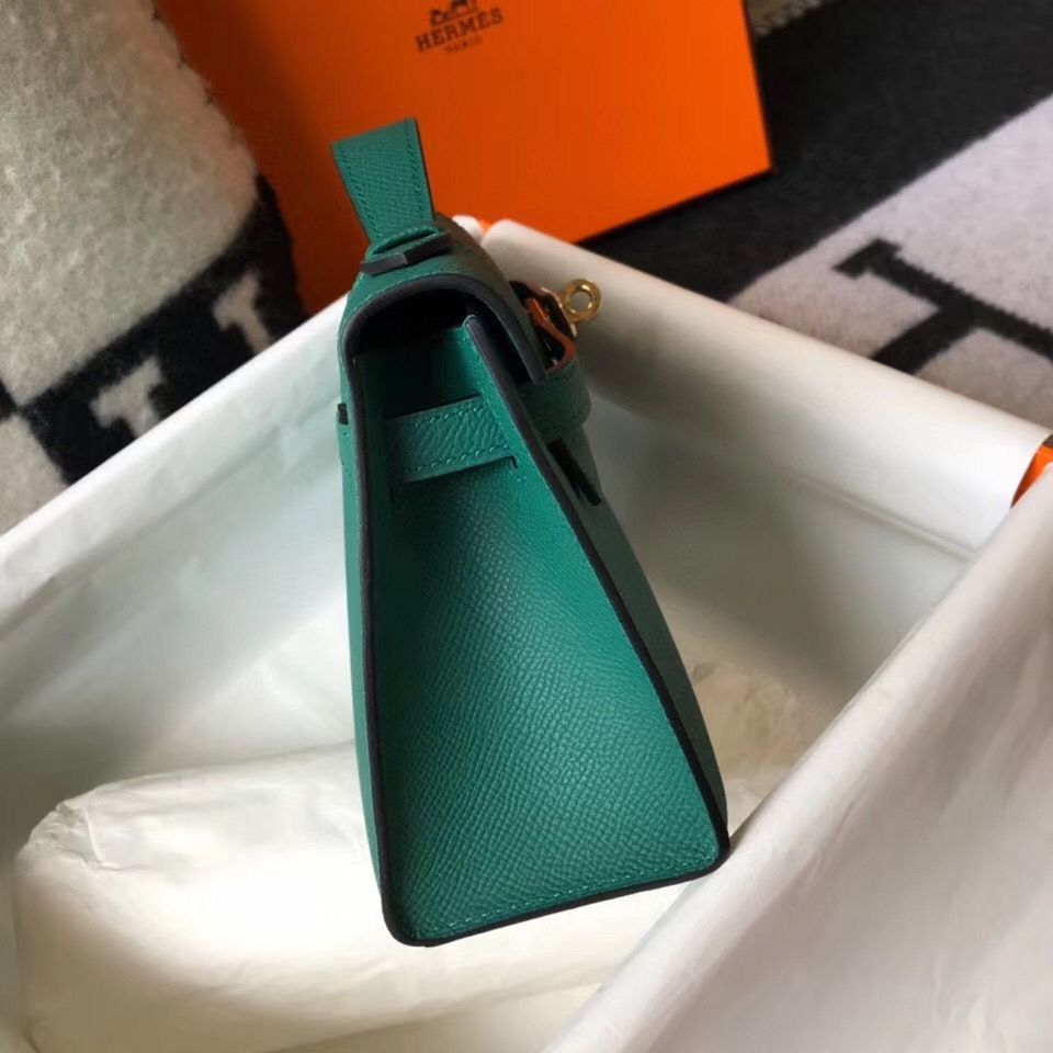 Hermes Kelly Pochette Bag In Vert Veronese Epsom Leather - Image 3