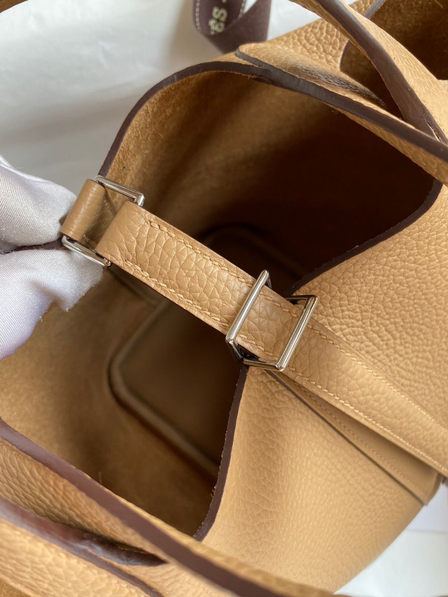 Hermes Picotin Lock 18 Handmade Bag in Chai Clemence Leather - Image 5