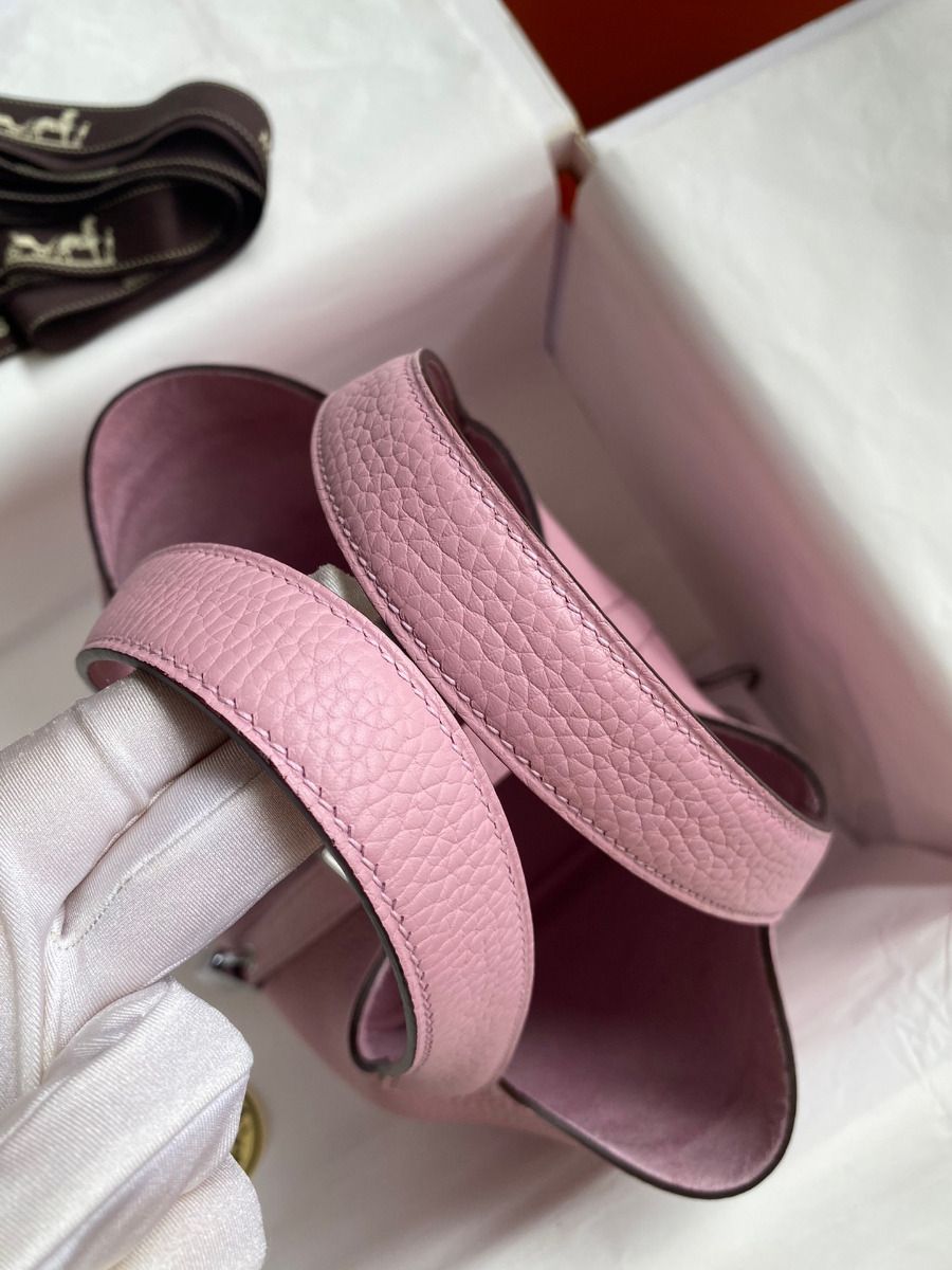 Hermes Picotin Lock 18 Handmade Bag in Mauve Sylvestre Clemence Leather - Image 6