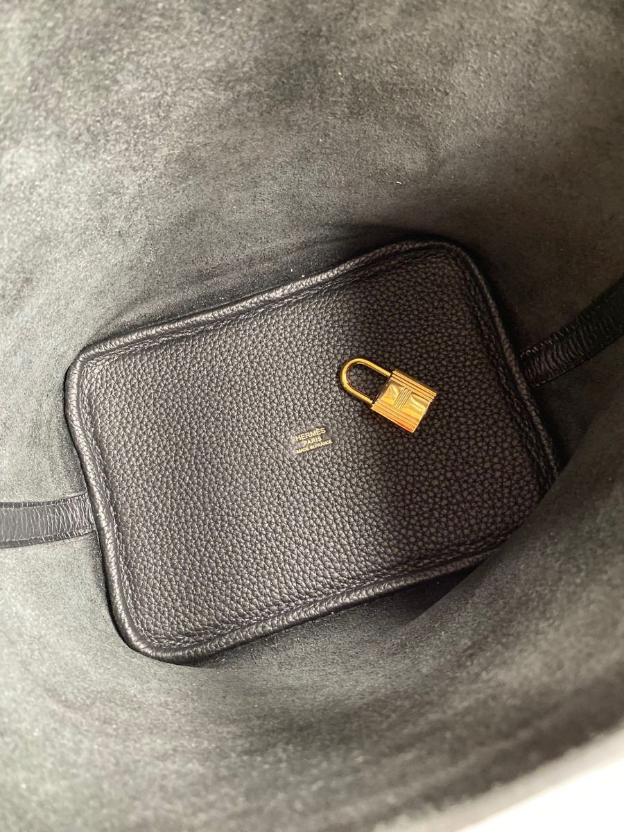 Hermes Picotin Lock 18 Handmade Bag in Black Clemence Leather - Image 7