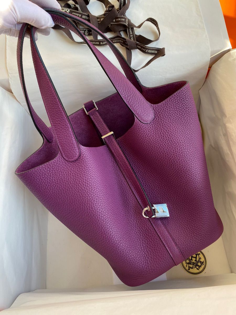 Hermes Picotin Lock 22 Handmade Bag in Anemone Clemence Leather - Image 3