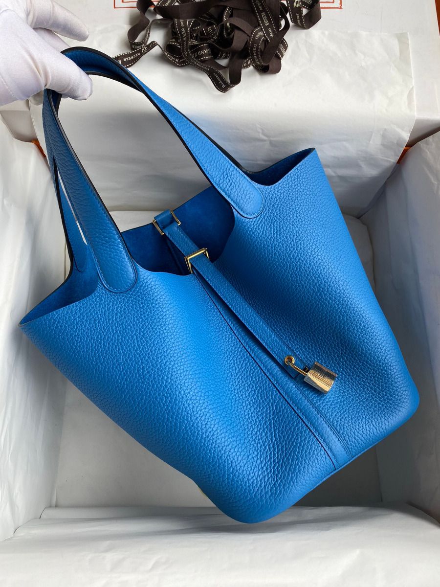 Hermes Picotin Lock 22 Handmade Bag in Mykonos Clemence Leather - Image 3