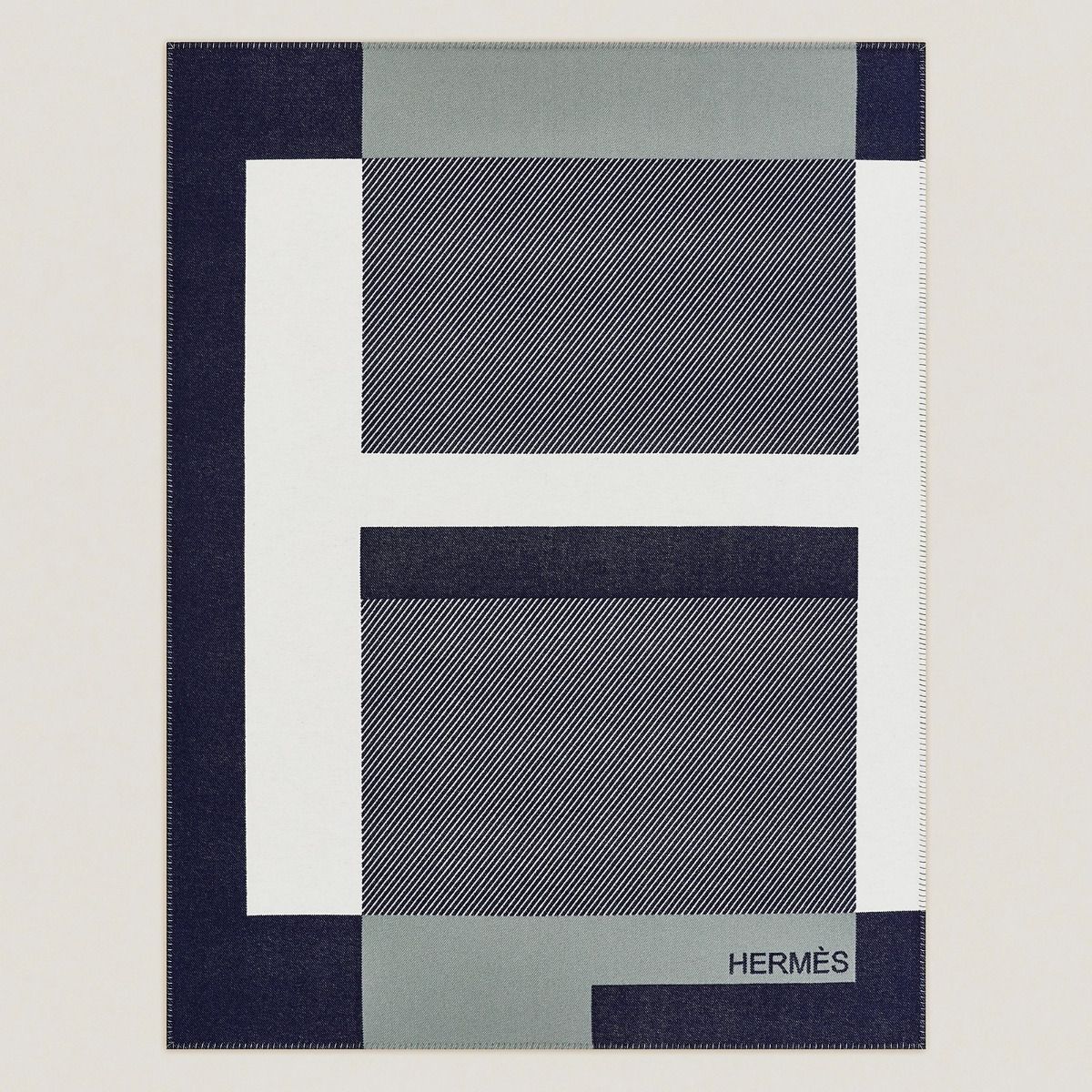 Hermes H Riviera Blanket in Marine Wool and Cashmere - Image 3